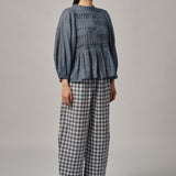 Sunday Barrel Pants in Blue Gingham