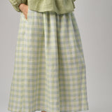 Studio Linen Gingham Skirt in Creamsicle