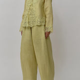Sculptor Linen Pants in Linden Green