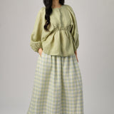Studio Linen Gingham Skirt in Creamsicle