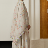 Serene Ramie Kurung Floral Set with Selendang in Dusty Iris Floral