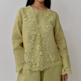 Colette 2-Piece Linen Blouse in Linden Green