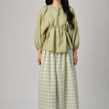 Studio Linen Gingham Skirt in Creamsicle