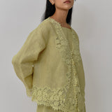 Colette 2-Piece Linen Blouse in Linden Green
