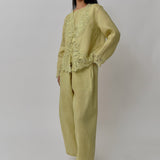 Sculptor Linen Pants in Linden Green