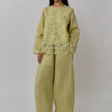 Sculptor Linen Pants in Linden Green