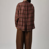 Statement Plaid Button-Back Shirt in Cherry Bark
