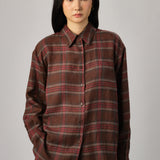 Statement Plaid Button-Back Shirt in Cherry Bark