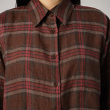 Statement Plaid Button-Back Shirt in Cherry Bark
