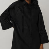 Narumi Long Linen Tunic Top in Noir