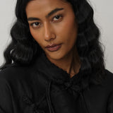 Narumi Long Linen Tunic Top in Noir