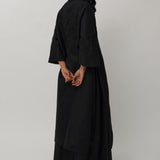 Narumi Long Linen Tunic Top in Noir