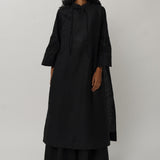 Narumi Long Linen Tunic Top in Noir
