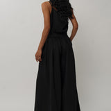 Narumi Pleated Linen Trousers in Noir