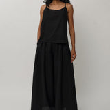 Narumi Pleated Linen Trousers in Noir