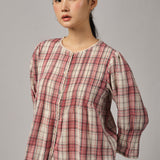 Violette Blouse in Red Plaid