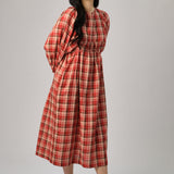 Daydream Plaid Dress in Cherry