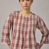 Violette Blouse in Red Plaid