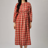 Daydream Plaid Dress in Cherry