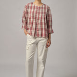 Violette Blouse in Red Plaid