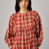 Daydream Plaid Dress in Cherry
