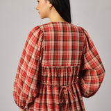 Daydream Plaid Dress in Cherry