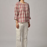 Violette Blouse in Red Plaid