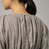 Odette Long-Sleeve Blouse in Grey Gingham