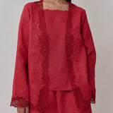 Thalia 2-Piece Linen Blouse in Chili Pepper