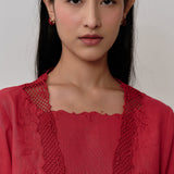 Thalia 2-Piece Linen Blouse in Chili Pepper