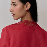 Thalia 2-Piece Linen Blouse in Chili Pepper