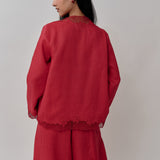 Thalia 2-Piece Linen Blouse in Chili Pepper