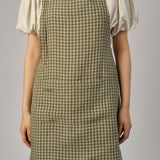 Ina Linen Gingham Apron in Basil