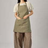 Ina Linen Gingham Apron in Basil