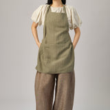 Ina Linen Gingham Apron in Basil