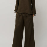 Salon Linen Top in Truffle