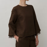 Salon Linen Top in Truffle