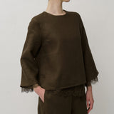 Salon Linen Top in Truffle