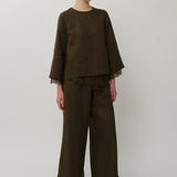 Salon Linen Top in Truffle