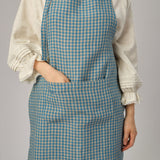 Ina Linen Gingham Apron in Soda