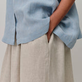 Studio Pleated Linen Skirt in Oat
