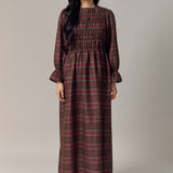 Honeymoon Shirred Linen Dress in Cherry Bark