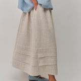Studio Pleated Linen Skirt in Oat