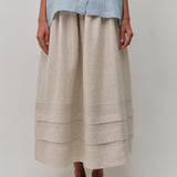 Studio Pleated Linen Skirt in Oat