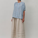 Studio Pleated Linen Skirt in Oat