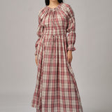 June Plaid Dress in Red