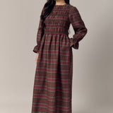 Honeymoon Shirred Linen Dress in Cherry Bark