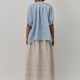 Studio Pleated Linen Skirt in Oat