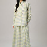 Statement Plaid Button-Back Shirt in Creamsicle