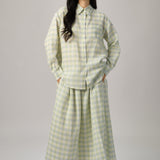 Statement Plaid Button-Back Shirt in Creamsicle